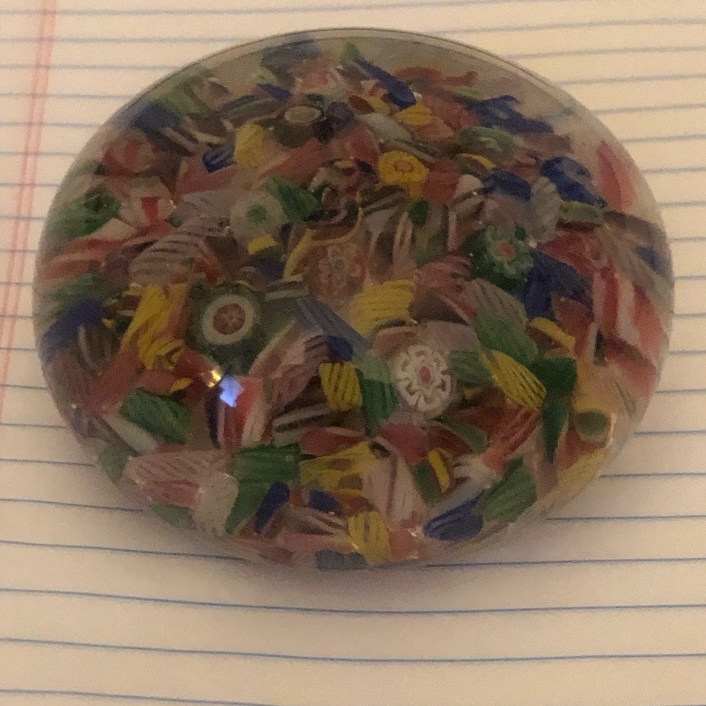 Murano Vintage “End of Day” Milliefiori Glass Paperweight; Heavy; GORGEOUS